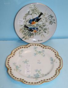 Four Seasons Bird Plate, Hand Painted French Limoye Plate Bird plate, 7" dia. ; limoge plate, 8 1/2" dia.