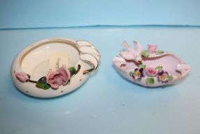  Hand Painted Lefton China Ashtray, Vintage Ashtray with Roses