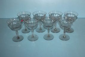  Set of Eight Etched Champagne Glasses