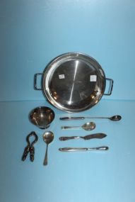  Silverplate Serving Tray, Spoons, Nut Cracker, Small Bowl Tray, 9 1/2" dia. ; bowl, 3"