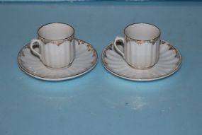  Two German Porcelain Demitasse Cups/ Saucers