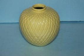  Yellow Quilted Porcelain Vase 6" h.