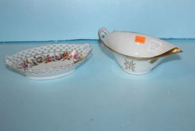  Small Porcelain Germany Reticulated Oval Dish, Limoge Dish Oval dish, 6" w. ; limoge dish, 6"