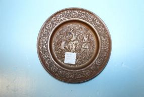  Small Copper Plaque of Hunting Scene 6 1/2