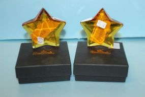  Two Rosenthal Crystal Stars 3 1/2" w.