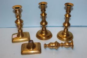  Four Brass Candlesticks One needs soitering; 8" h.