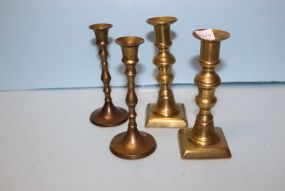  Four Brass Candlesticks 6 1/2" h.