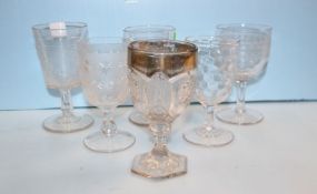  Six Miscellaneous Glasses One etched