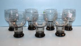  Group of Seven Grey Tone Glasses 5 1/2" h.
