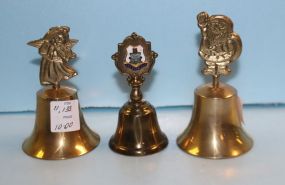  Three Brass Handbells 4" h.