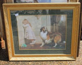  Gold Framed Print of Girl and Dog Gold Framed Print of Girl and Dog