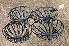  Four Hanging Plant Baskets Four Hanging Metal Plant Holder Baskets; 7" h., 14" dia.