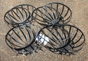  Four Hanging Plant Baskets Four Hanging Metal Plant Holder Baskets; 7" h., 14" dia.