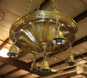  Press Brass Five Light Hanging Fixture copy of antique design, 18"dia.