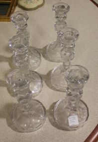  Set of Six Glass Candlesticks 7"h.