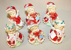  Six Lefton Angels Group of Six Lefton Christmas Angels; 4" h.