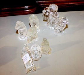  Nativity Scene 4" h. Glass Six Piece Nativity Scene and Two Other Glass Figures