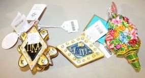  Radko Ornaments Four Christopher Radko Ornaments; 4 1/2" h.