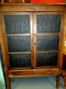  Punched Tin and Poplar Pie Safe Punched tin and poplar pie safe, 19th century - 58 1/2"h. x 40 1/2"w. x 18"d.