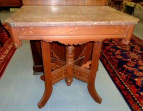 Marble Top Walnut Side Table Walnut East Lake Tennessee Brown Marble Top Side Table - 28"h. x 28"w. x 20"d.