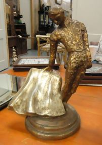  Gold-leaf Chalkware Figure of Matadore Gold-leaf chalkware figure of matadore on attached base - 17"h. x 11"w.