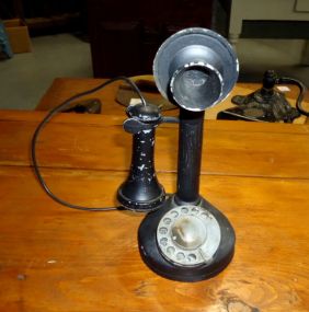  Black Toy Candlestick Phone Black Toy Candlestick Phone 7 3/4" Tall