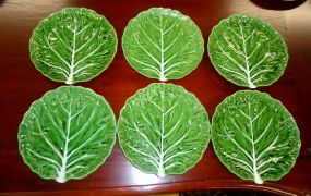  Six Green Leaf Plates Six green leaf plates