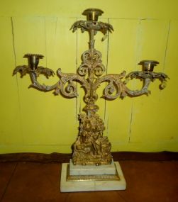  Victorian 3 Candle Candelabra with Marble Base Victorian 3 candle candelabra with marble base 18 1/2" h.