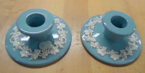  Candle Holder Wedgwood Embossed Queensware Blue Candle Holder Wedgwood Embossed Queensware Blue
