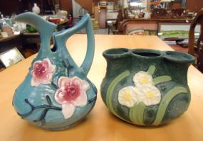  Two Reproduction Roseville Vases Two Reproduction Roseville Vases 7" h. and 4 1/2" h.