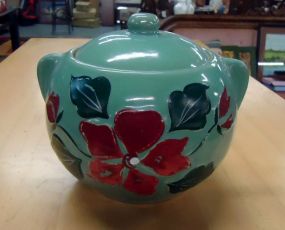  Green Pottery Cookie Jar with Lid Green Cookie Jar with Lid 7"h.