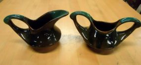  Glazed Pottery Sugar & Creamer Glazed pottery sugar & creamer 3 1/4" h.