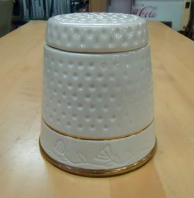  Thimble Jar w/Lid Thimble jar w/lid 5 1/4"h.