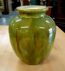  Green and Rust Color Vase Green and rust color vase signed 9 1/2"h.