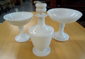  Three Milk Glass Pieces Three milk glass pieces