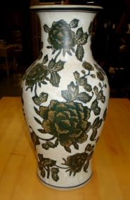  Beige and Brown Vase with Flowers Beige and brown vase with flowers 14 1/2"h.