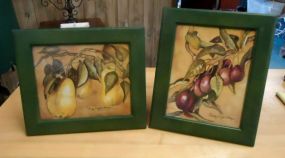  Fruit Pictures Set of two fruit pictures, signed
