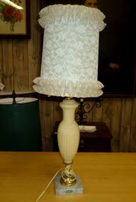  Italian Lamp with Carrara Base Italian beige lamp with carrara marble base 21"h.