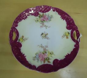  Victorian Cake Plate Victorian cake plate with rose colored edges and flowers