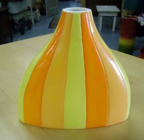  Vertical Striped Bud Vase Vertical orange and yellow striped bud vase 7 1/4"