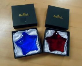  Rosenthal Crystal Paperweights Two Rosenthal crystal paperweights, one blue and one red