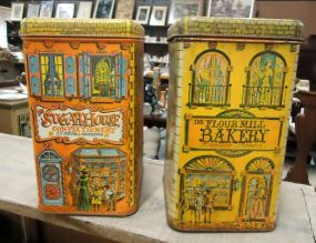  Flour and Sugar Tins Flour and sugar tins 9"h.
