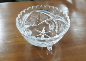  Glass Bowl with Etched Flowers Glass bowl with etched glass 5 1/2"