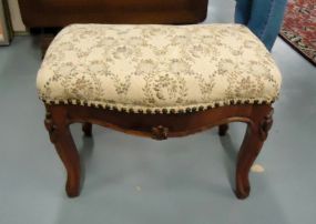  Walnut Victorian Stool Walnut Victorian stool with tapestry; 15 1/2"h. x 21"w. x 15"d.