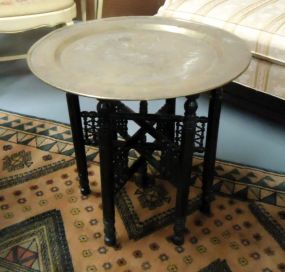  Oriental Round Brass Table Oriental round brass table with six legs, 21 1/2"h.