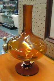  Hand Blown Vase Amber hand blown vase, 12 1/4"h.