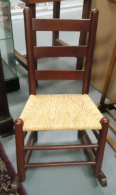  Primitive Rocker w/Rope Bottom Primitive rocker w/rope bottom, 31 1/2"h.