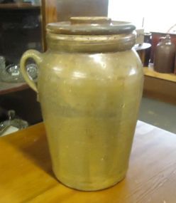  One Handled Brown Churn One handled churn with lid 14 1/2"h.