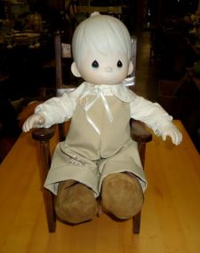  Precious Moments Boy in Chair 17 1/4"h