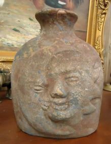  Pottery Jar Pottery Jug with star and moon on the front and back 8 1/2"